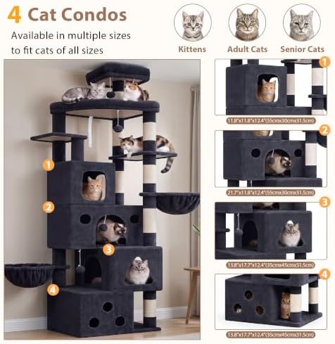 Gitelsnour 78.7'' Cat Tree Tower, 4 Cat Condos