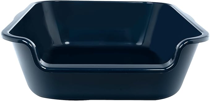 1 Pack of Extra Large Cat Litter Box (ABS Material), Low Entry Senior Litter Pen for Geriatric Kitty Big Cats, Jumbo Pet Safe Litter Boxes Tray for Pets Potty (Dark Blue, 20" L x 15.5" W)