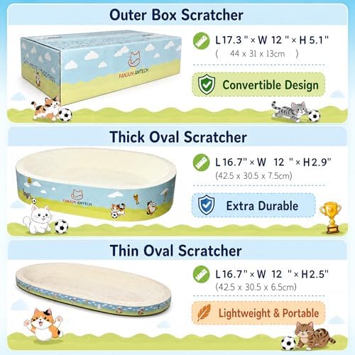 3-Piece Cardboard Cat Scratcher