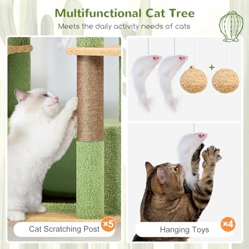 Globlazer Cactus Large Cat Tree, 80 inch Tall Climbing Tower