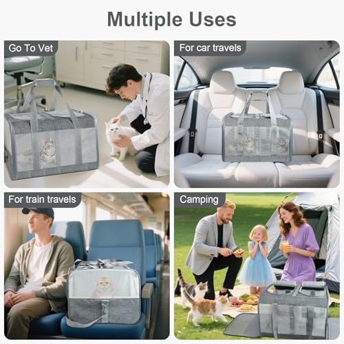 Soft-Sided Cat Carrier for 2 Cats, Breathable Mesh Design, Airline Approved