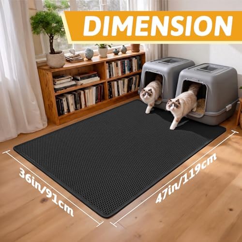 Pieviev Litter Box Mat, Double-Layer Waterproof Design