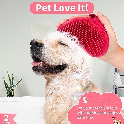 Comotech 6PCS Dog Bath Brush & Dog Toothbrush | Adjustable Handle Shampoo Brush