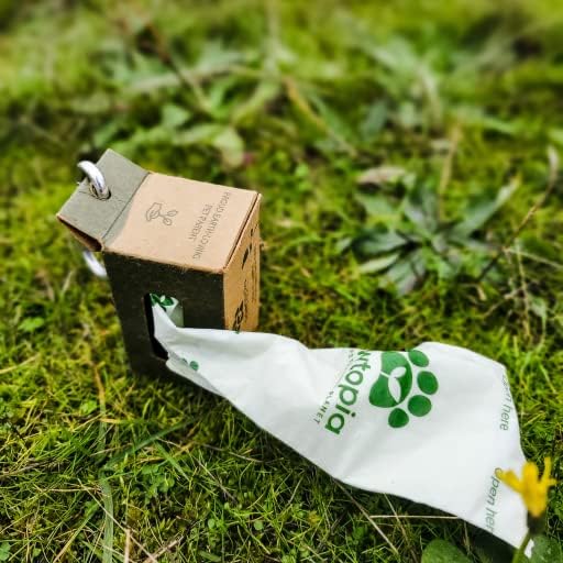 Pawtria Certified Home Compostable Dog Poop Bags (240) + Kraft Paper Dispenser, Biodegradable Poop Bags, Cat Litter, Vegetable Starches, Leak proof Dog Waste Bags, Easy to Open
