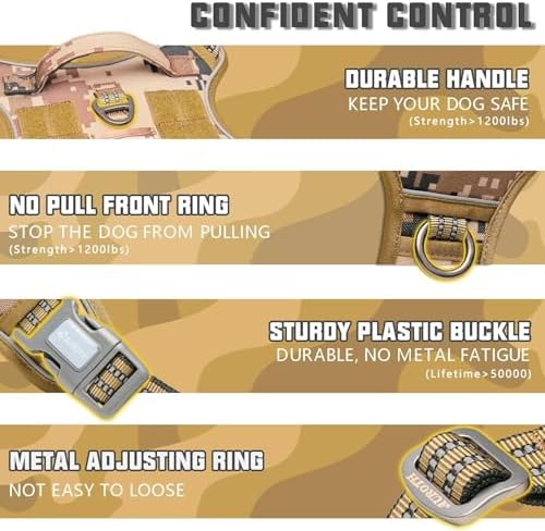 AUROTH Tactical Dog Harness for Extra Large Dogs, Heavy Duty No Pull Vest