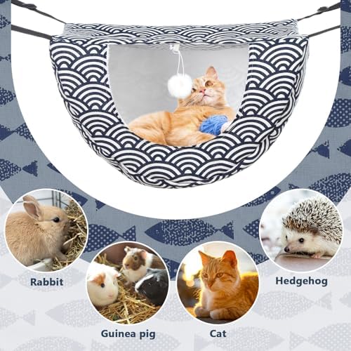 Unittype 2 Pieces Cat Cage Hammock Hanging Pet Bed, 2 Styles