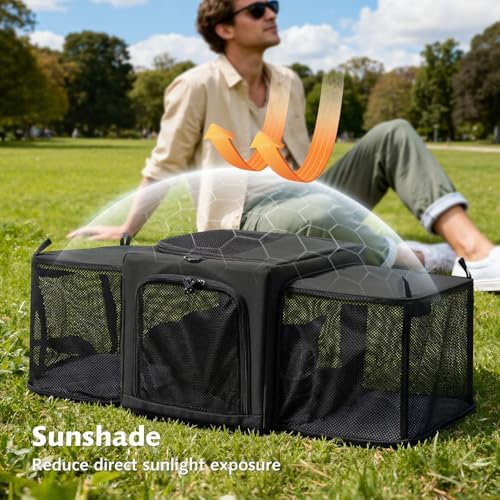 Pecute Cat Carrier Expandable, Stable Pet Carrier, Dark Gray