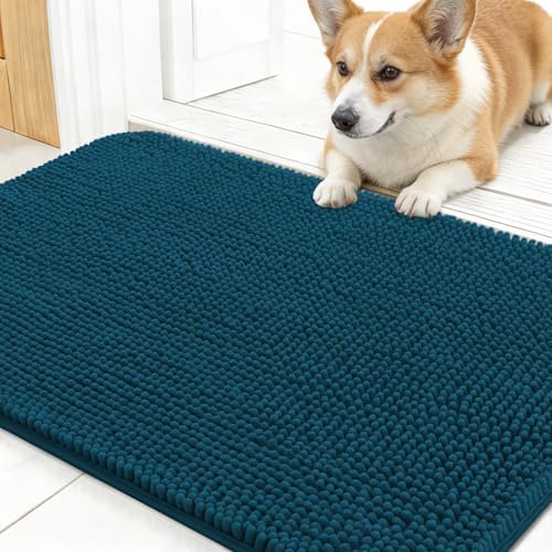OLANLY Dog Door Mat for Muddy Paws 30x17, Super Absorbent Chenille Mud Mat