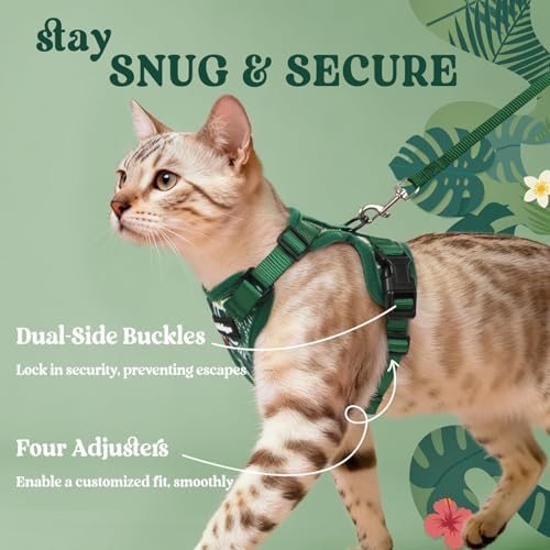 rabbitgoo Cat Harness and Leash Set, Escape Proof Vest, Rainforest Green