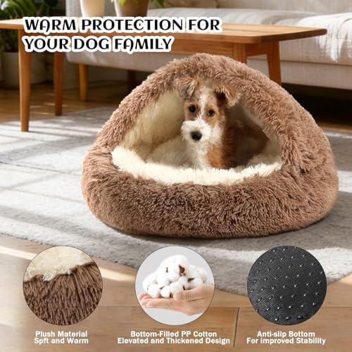 NOYAL Hooded Donut Bed, Calming Cave