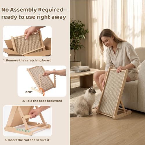 XiaZ Sisal Cat Scratcher, Replaceable Sisal Mat and Angled Scratch Pad