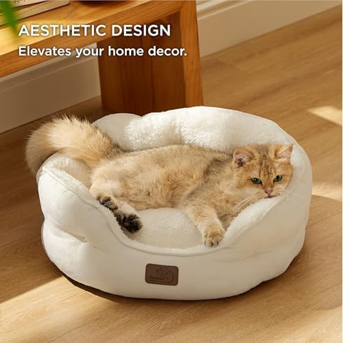 Bedsure Small Dog Bed Washable, Round Cat Beds