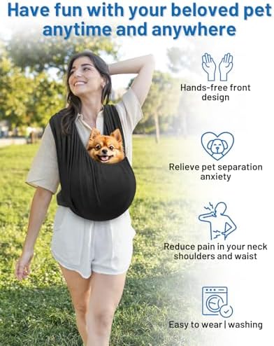 Dog Sling Carrier for Small Pet, Hands Free Front Backpack