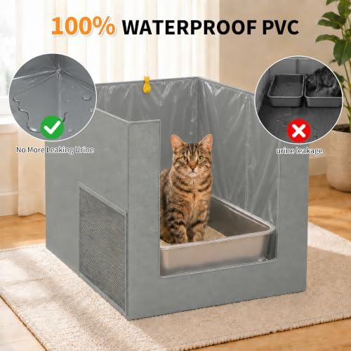 Aokeyee Extra Large Cat Litter Box Enclosure, Keep Dogs Out, Open Top High Side
