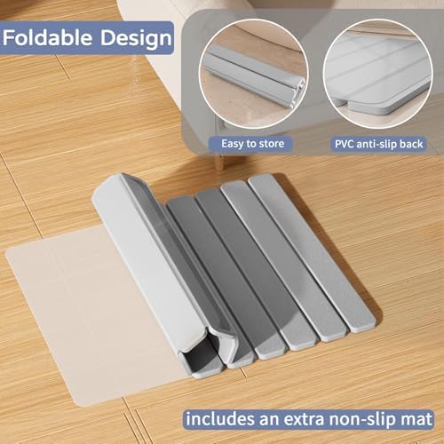 Foldable Stone Bath Mat, Diatomaceous Earth Stone Drying Mats