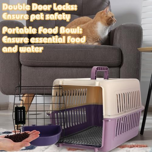 2 Set Hard Plastic Pet Carrier Breathable Dog Cat