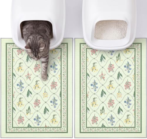 Bienbee Cat Litter Mat, 2 Pack 33" x 22" Machine Washable