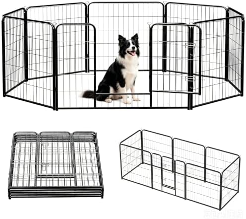 NEWBULIG Dog Playpen Indoor 8 Panels 32 Inch, Metal Outdoor Dog Fence Pen