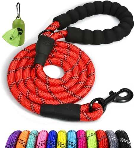 Taglory Rope Dog Leash for Medium Large Dogs, 6 FT Padded Handle