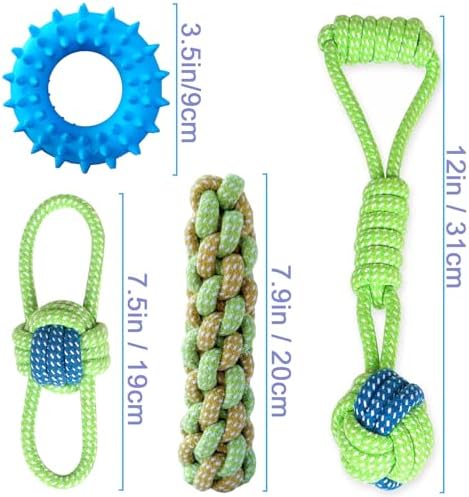 Sunglow Cotton Rope Weaving Dog Toy & Ring Toy Rubber, Cotton Rope Dog Chew Toys