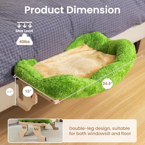 WOOCHPET Wooden Cat Window Perch, Cat Window Bed