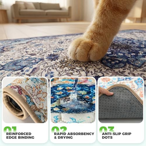 Hompet Cat Litter Mat 2 Pack, 72x72 Large Machine Washable Trapping Mats