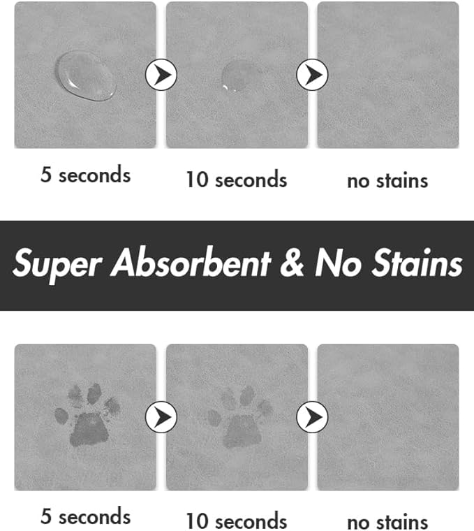 Absorbent Dog Food Mat-Dog Mat for Food and Water Bowl, Quick Dry Pet Food Mat, No Stains Cat Feeding mat, Pet Accessories Pet Supplies-Cat Water Bowl Mat for Messy Drinkers
