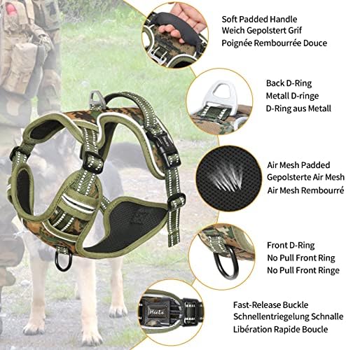 HEELE Dog Harness, No Pull Adjustable Padded Reflective Harness
