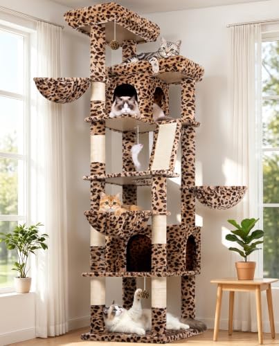 Globlazer 80in Extra Large Leopard Cat Tree Tower, Leopard Print