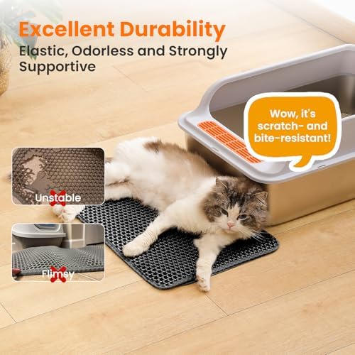 Small Cat Litter Mat, Double Layer Honeycomb Litter Box Mat