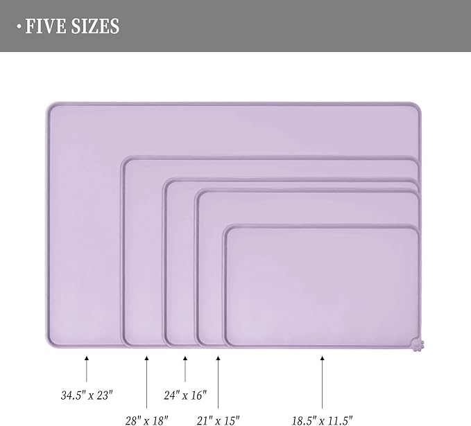 Waterproof Pet Feeding Mat with High Raised Edges, Heavier and Thicker Placemats for Cat Dog Water Bowl with BPA Free, Dogs Cats Food Mats for Messy Drinkers to Prevent Spill and Protect Floors