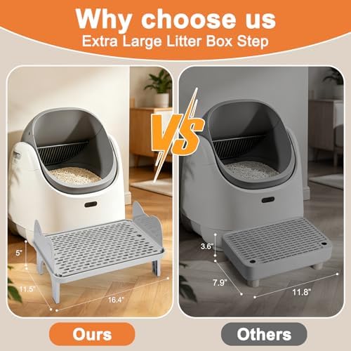 Uross Cat Litter Box Step, Extra Large Litter Box Ramp/Stairs