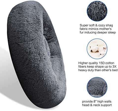 SAVFOX 23 inches Calming Donut Dog Bed