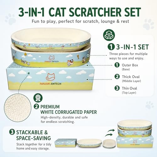 3-Piece Cardboard Cat Scratcher
