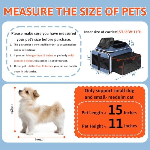 Petskd Top & Side Expandable Small Pet Carrier