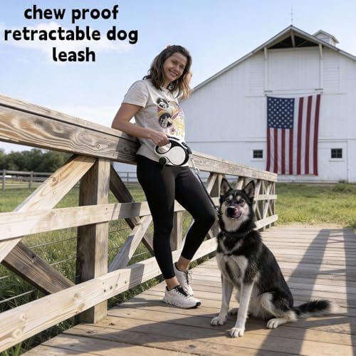 26 ft Retractable Dog Leash for Large Dogs, Steel Extender