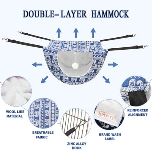 JSPYFITS Cat Cage Hammock with Ball, Double Layer Hanging Adjustable Soft Pet