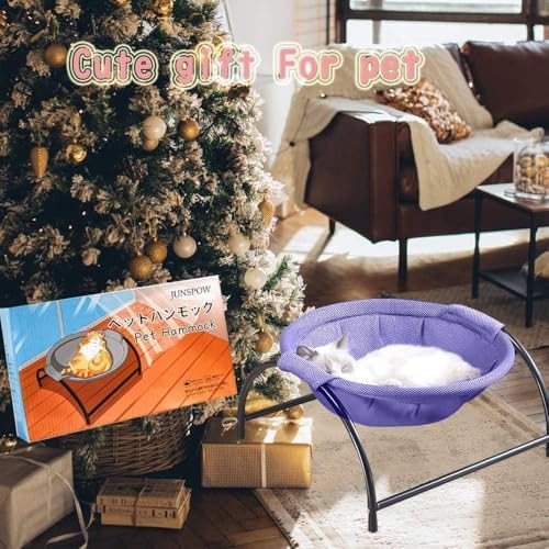 JUNSPOW Cat Bed Sleeping Cat Hammock, 16.9in x 16.9in x 9.5in
