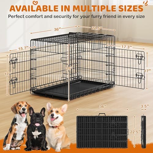 Yaheetech 36in Double Door Metal Dog Crate w/Divider