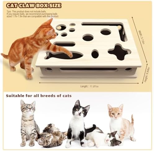 Cat Scratch Puzzle Enrichment Box, Large Solid Wood