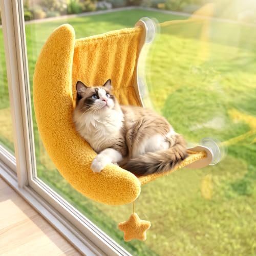 Cat Window Perch Moon Shape, Large Cat Hammock Bed Washable