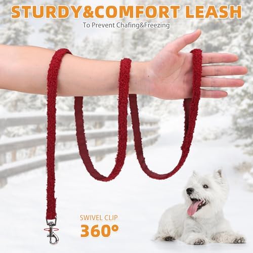 KOOLTAIL Christmas Plush Small Dog Harness and Leash Set, Warm Fleece No Pull
