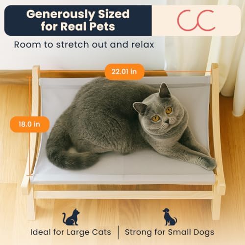 CallieCo Wooden Cat Hammock Bed Gray