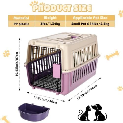 2 Set Hard Plastic Pet Carrier Breathable Dog Cat