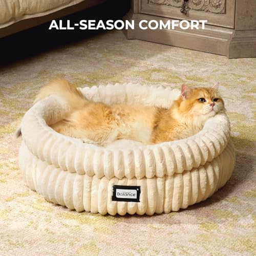 BALANCE Cat Bed Kitten Bed, Washable Round Cat Beds