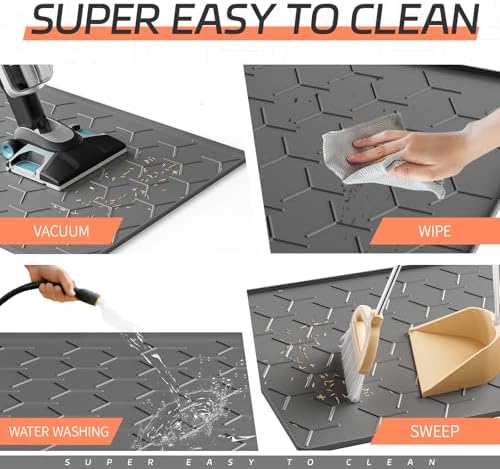 Bulkniu Silicone Cat Litter Mat, Raised Edge Waterproof, Dark Grey