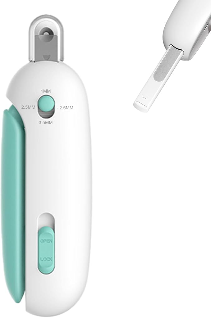 Pett Nail Clipper for Cats - Gentle Round-Hole Trimmer with Dust Storage | Adjustable Size & Hidden Nail File | Pet Grooming Tool for Safe & Loving Care (Blue)