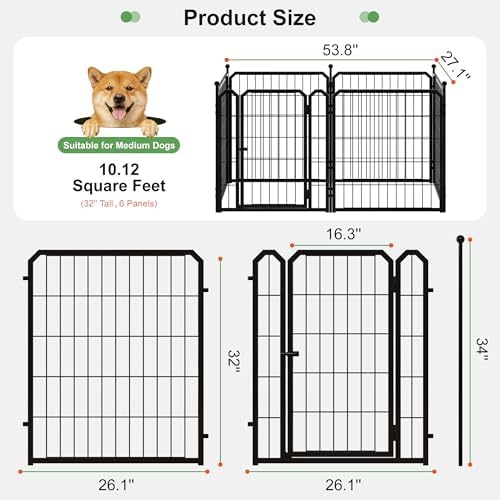 Dog Playpen, 32 inch 6 Panels, Barrier-Free Design