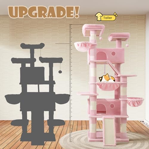 SHA CERLIN 81in Multi-Level Tall Cat Tree Tower