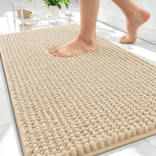 OLANLY Thick Chenille Bathroom Rugs 30x20, Soft Absorbent Bath Mat